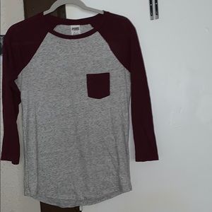 VS PINK baseball sleeve tee!